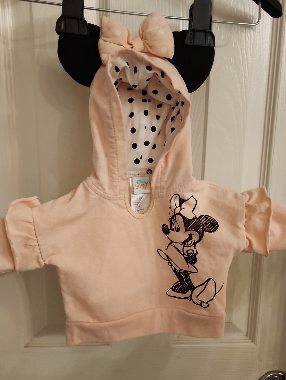 Disney Baby Peach Minnie Mouse Hooded Sweatshirt